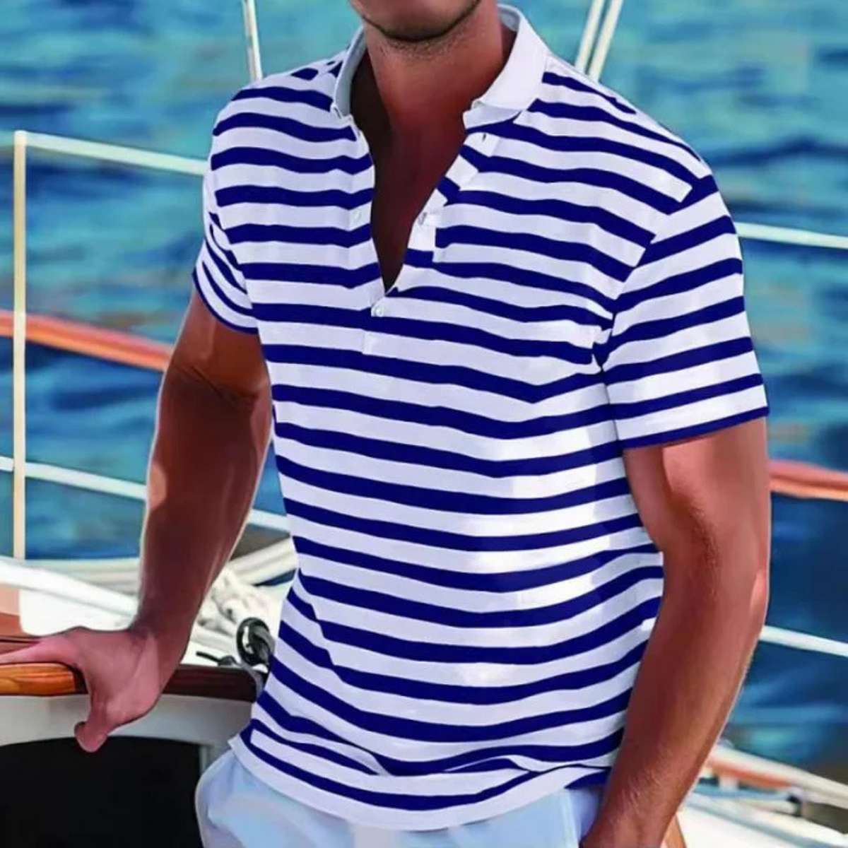 Heren Polo Retro Gestreept 4