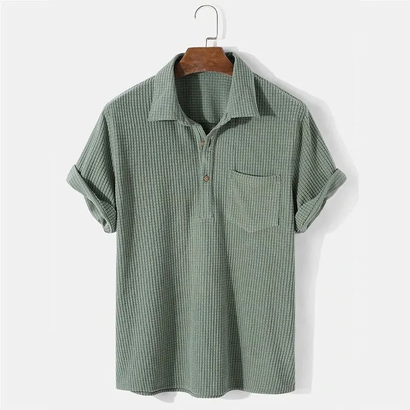 Heren Polo Shirt Casual Wafelpatroon Katoen 1