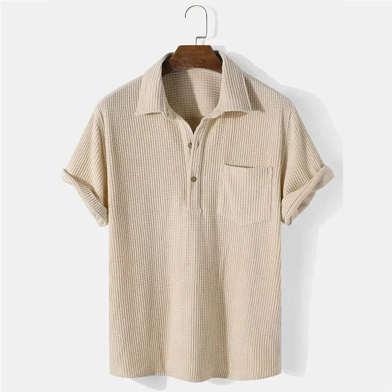 Heren Polo Shirt Casual Wafelpatroon Katoen 3