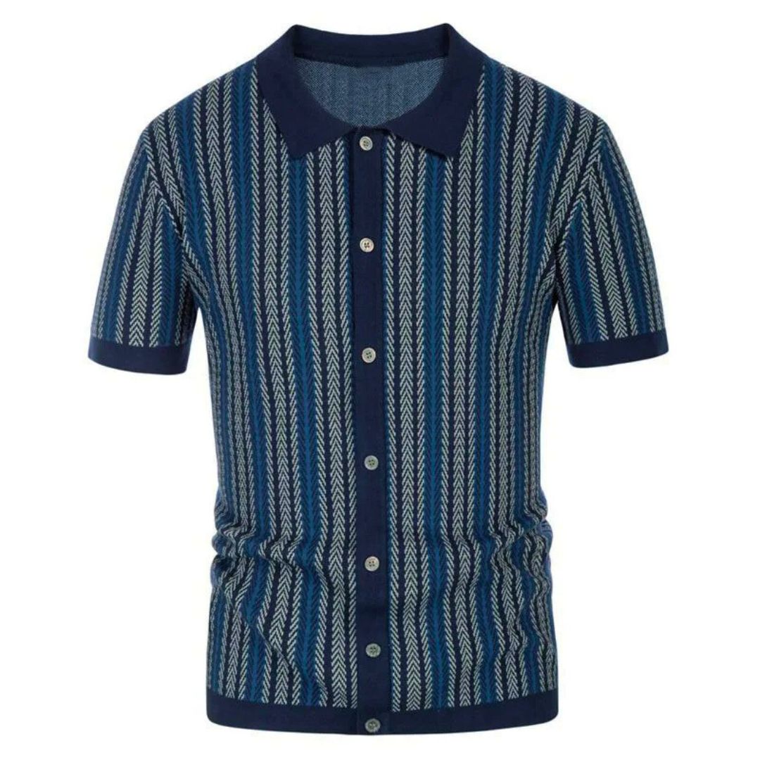 Heren Polo Shirt Chevron Knopsluiting Ademend Katoen 0