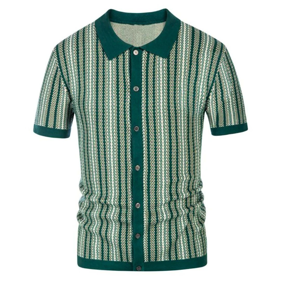 Heren Polo Shirt Chevron Knopsluiting Ademend Katoen 5