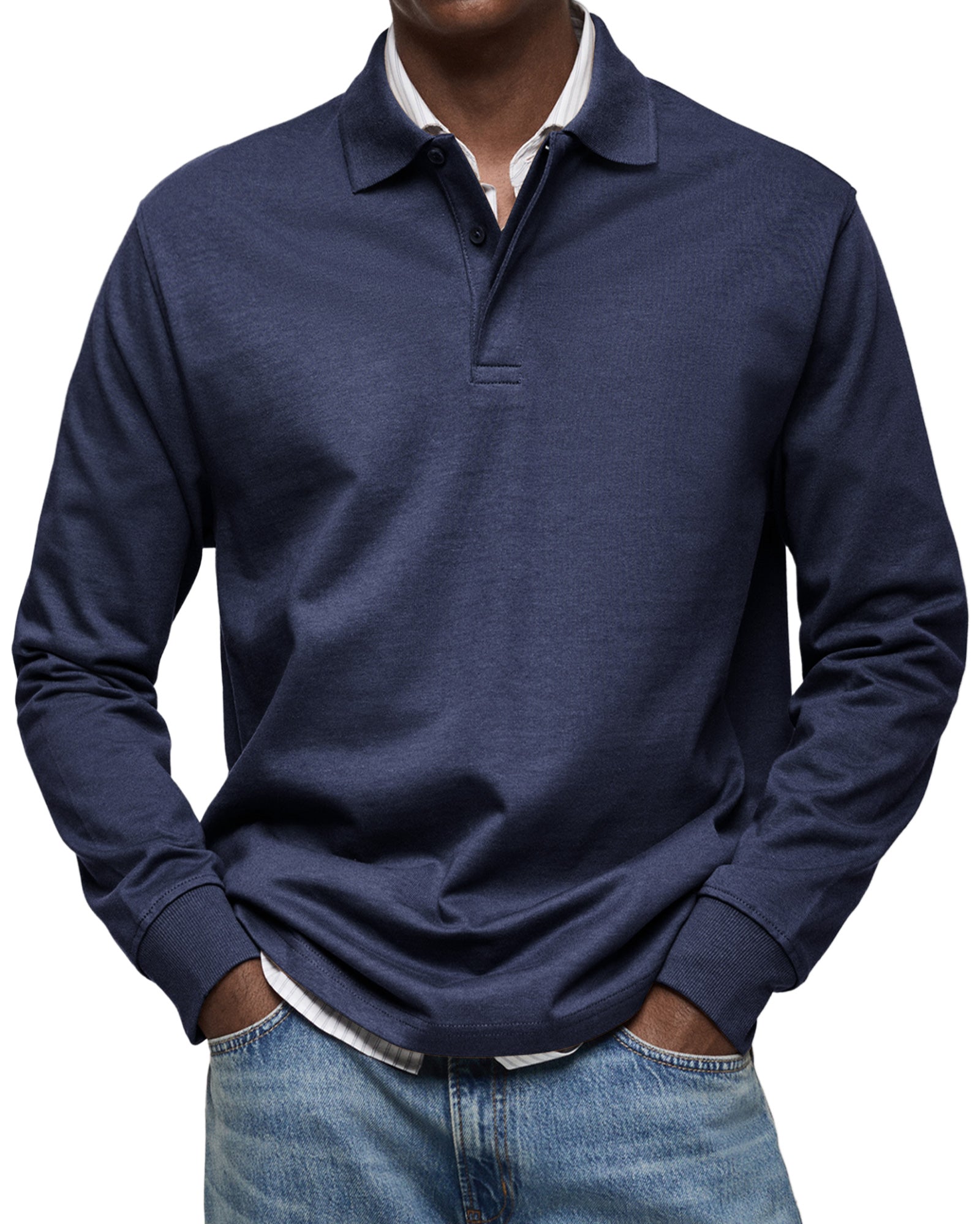 Heren Polo Shirt met Lange Mouwen en Knopkraag 1