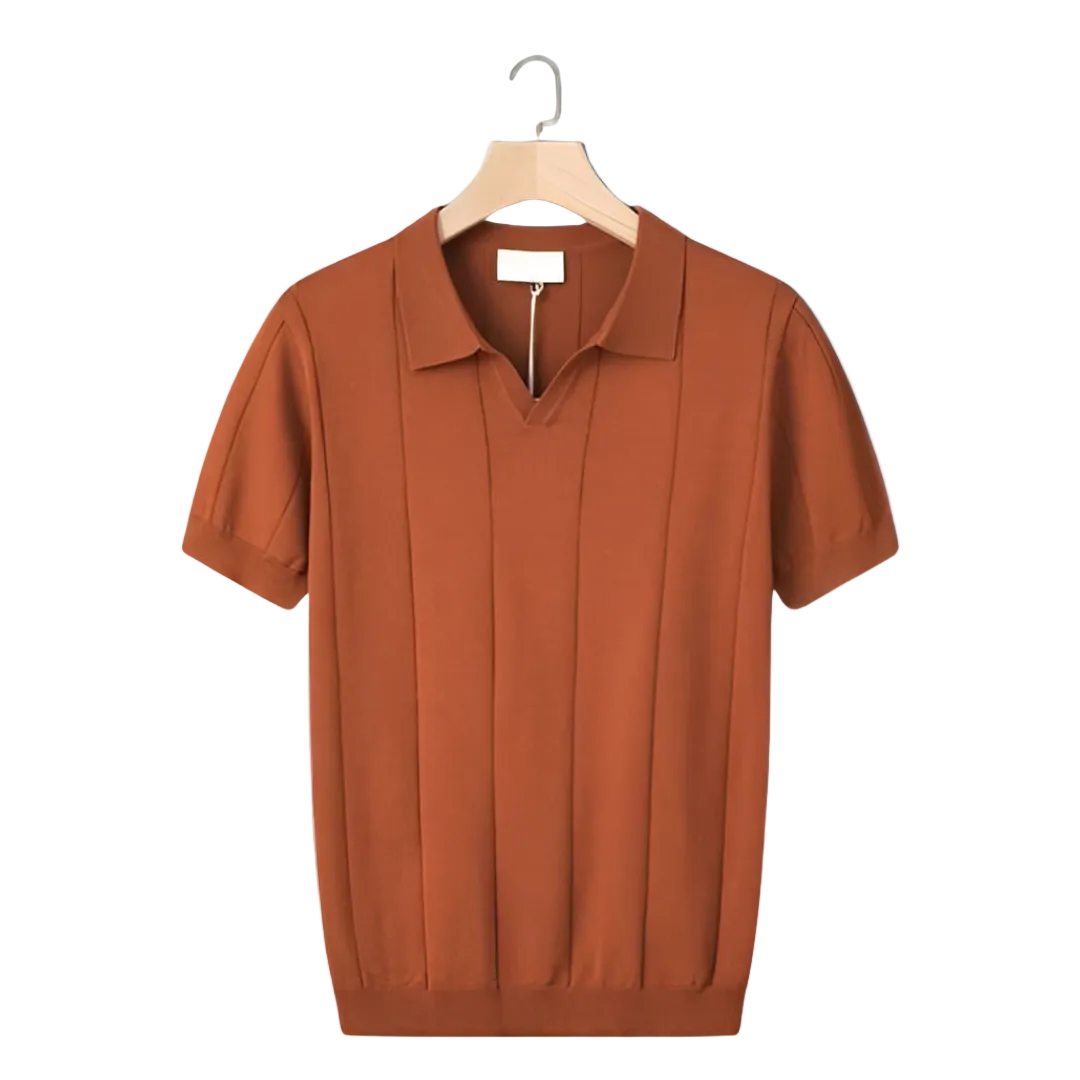 Heren Polo V-hals Geribbelde Stijl 0