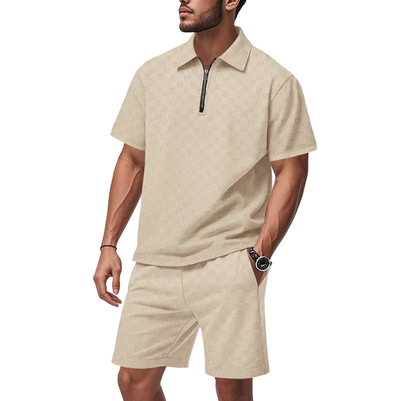 Heren Polo en Short Geometrische Set 0
