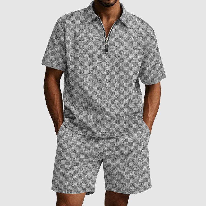 Heren Polo en Short Geometrische Set 4