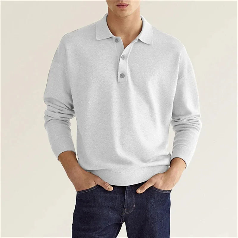 Heren Poloshirt Casual Gebreid met Lange Mouwen 1