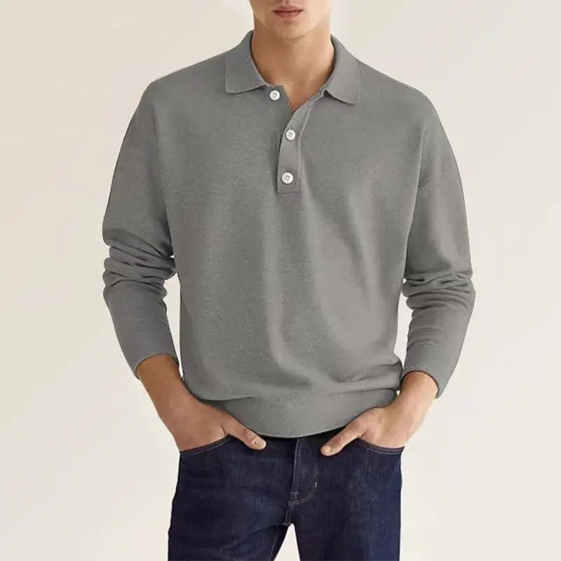 Heren Poloshirt Casual Gebreid met Lange Mouwen 4