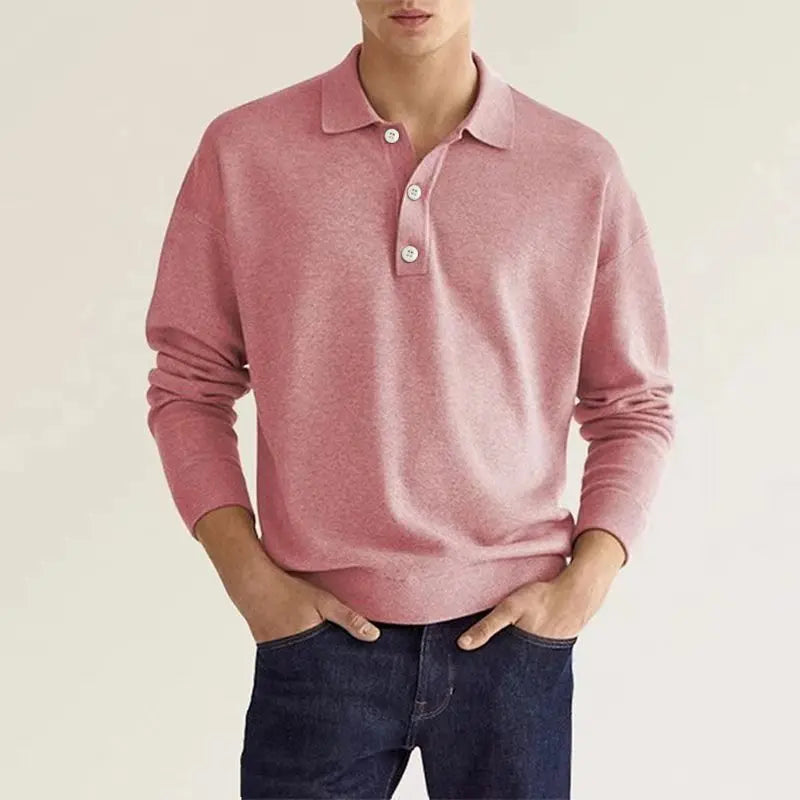 Heren Poloshirt Casual Gebreid met Lange Mouwen 5