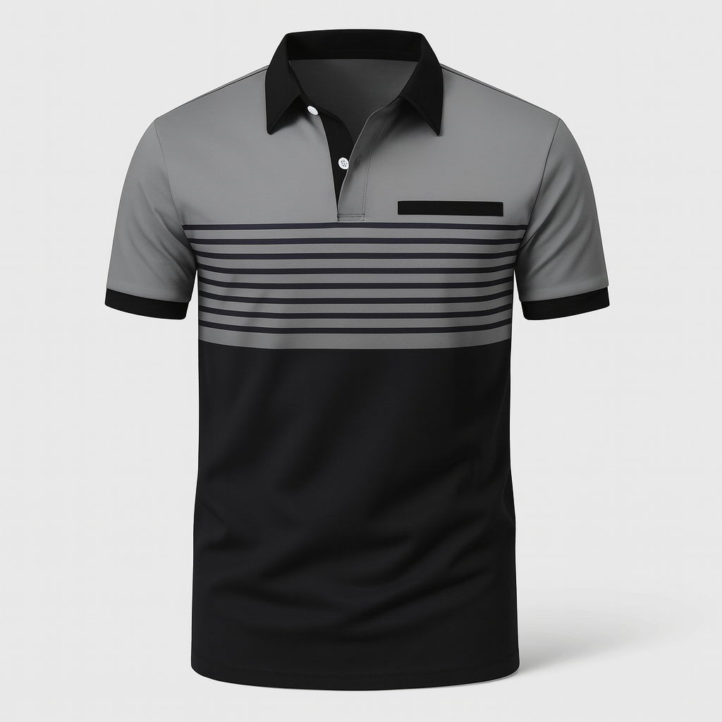 Heren Poloshirt Gestreept Casual met Korte Mouwen en Borstzak 4