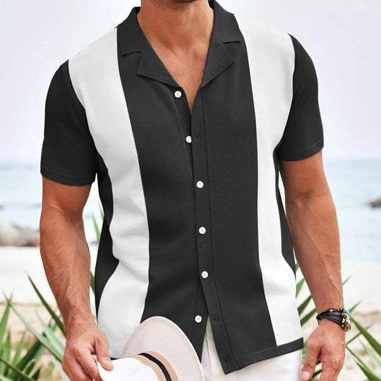 Heren Poloshirt Korte Mouwen Met Contrastpanelen Trendy Casual Stijl 1
