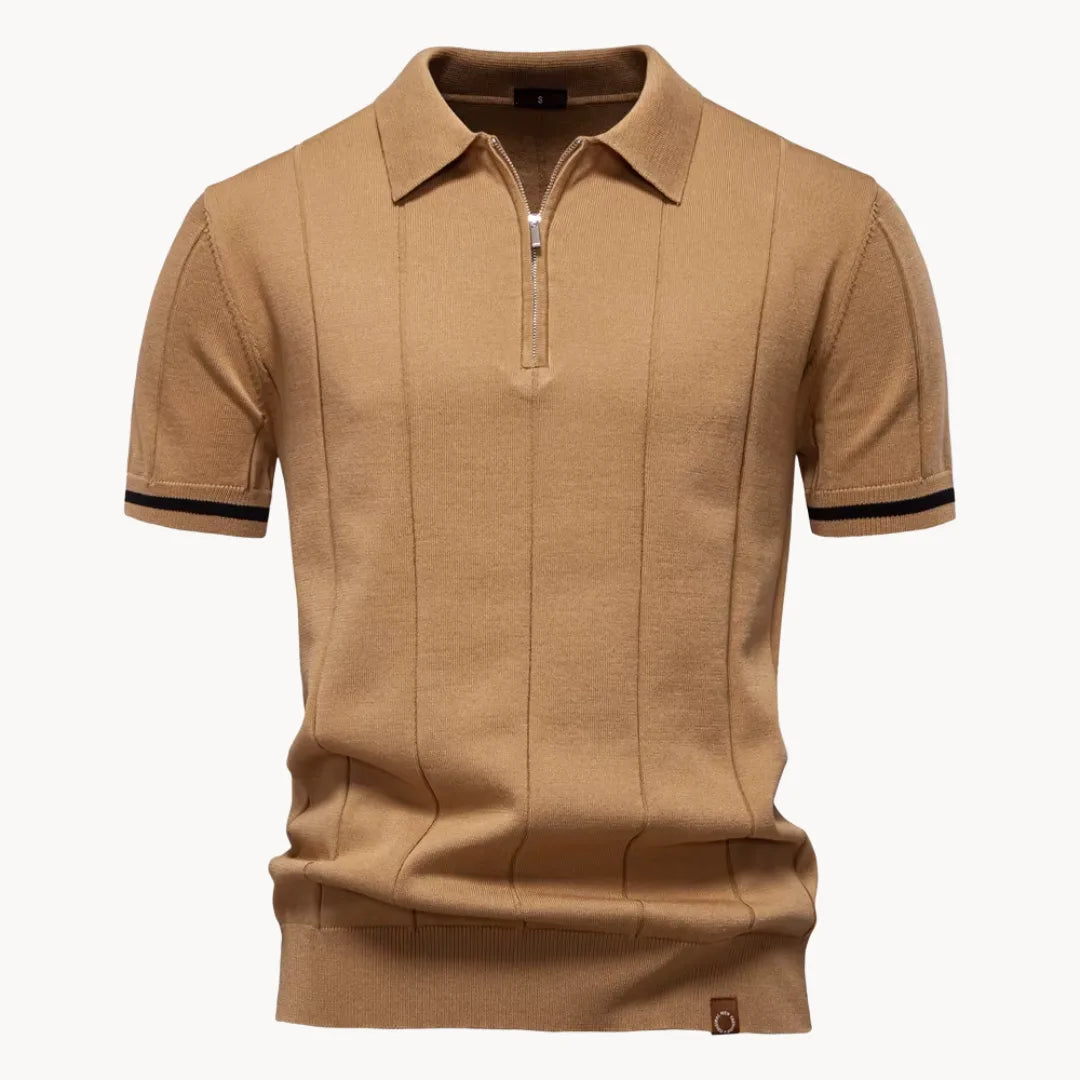 Heren Poloshirt Korte Mouwen Met Kwartritssluiting 0