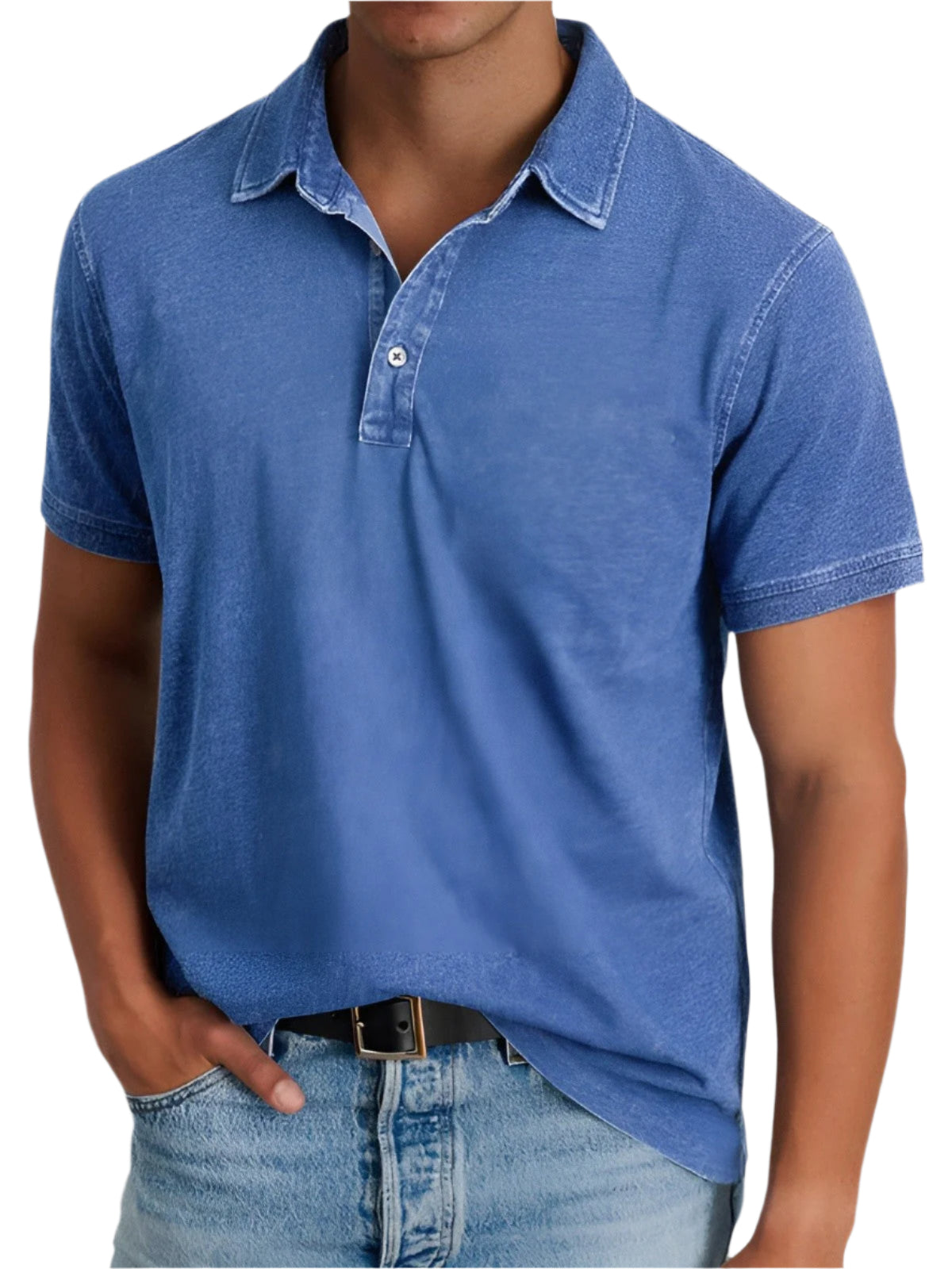 Heren Poloshirt Korte Mouwen Relaxed Zacht Gewassen Textuur 0