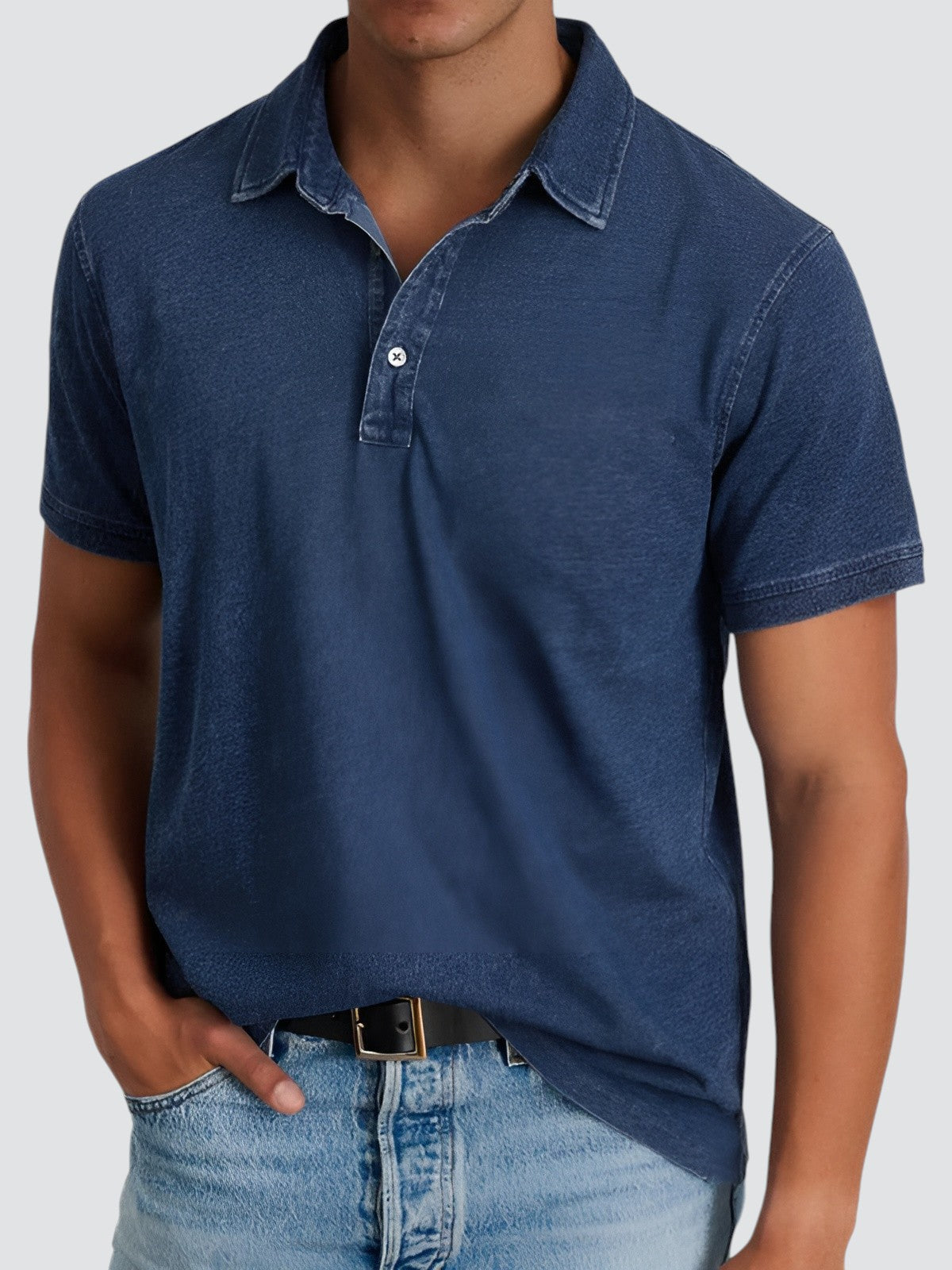 Heren Poloshirt Korte Mouwen Relaxed Zacht Gewassen Textuur 3