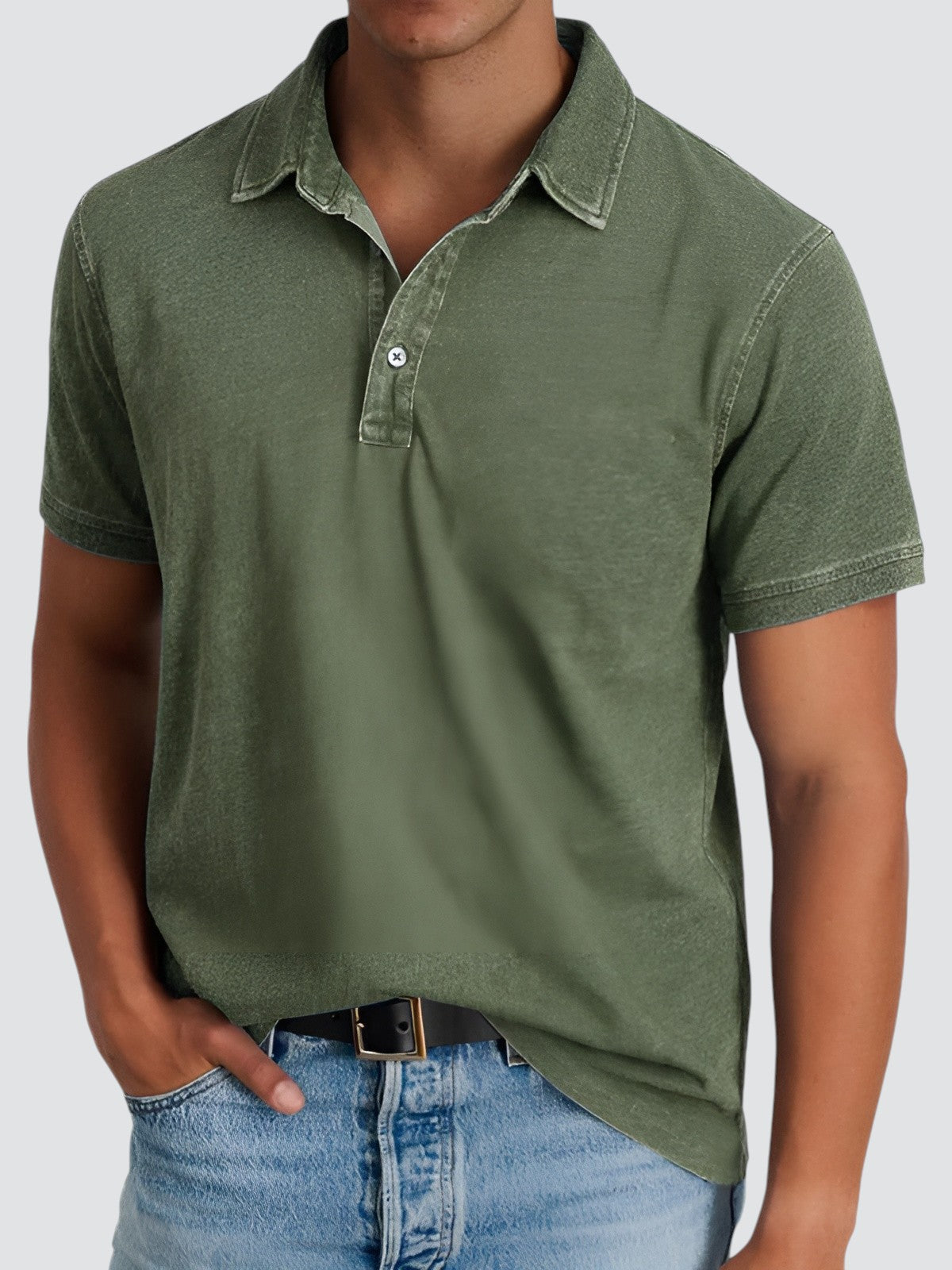 Heren Poloshirt Korte Mouwen Relaxed Zacht Gewassen Textuur 6
