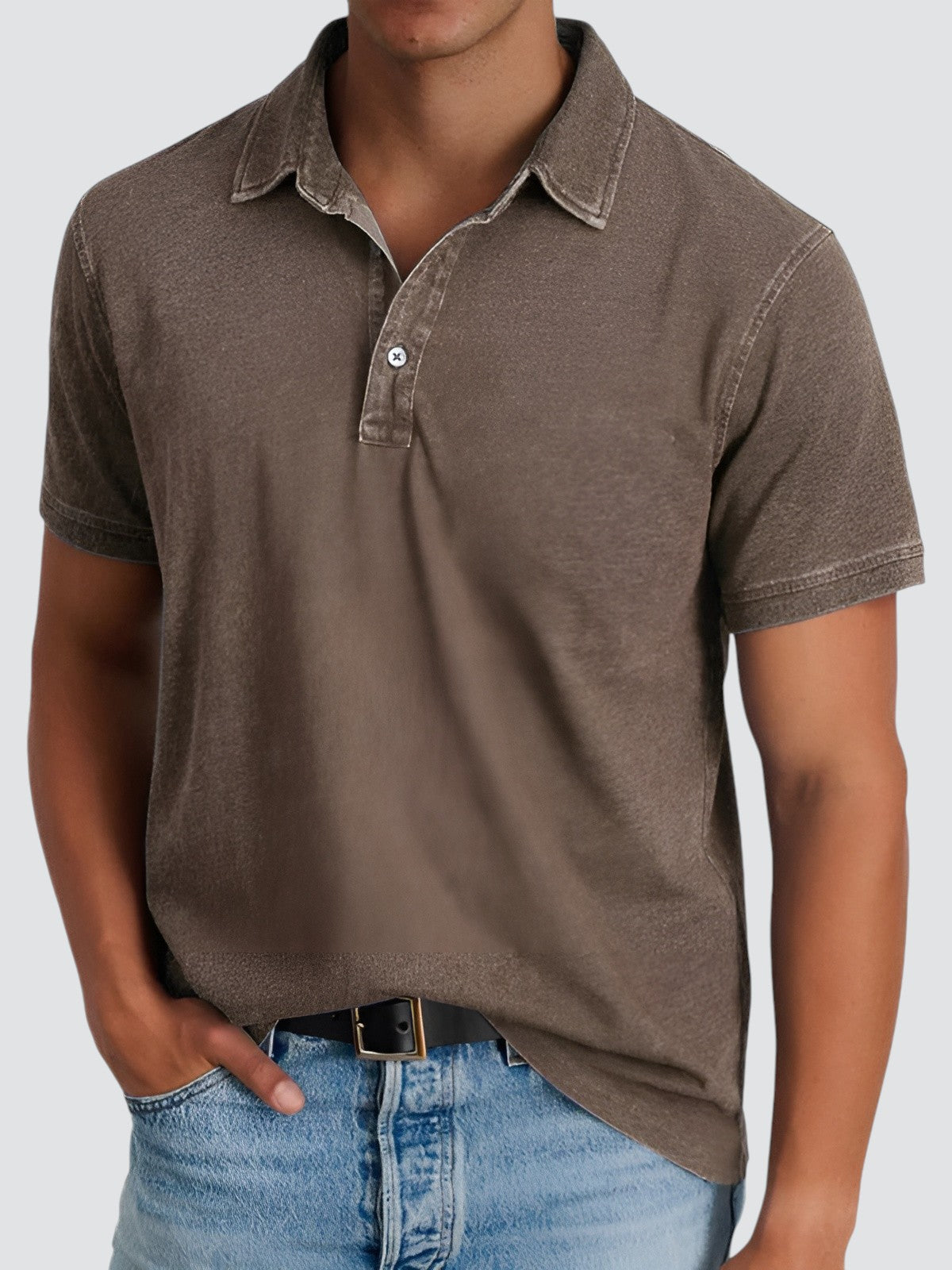 Heren Poloshirt Korte Mouwen Relaxed Zacht Gewassen Textuur 7