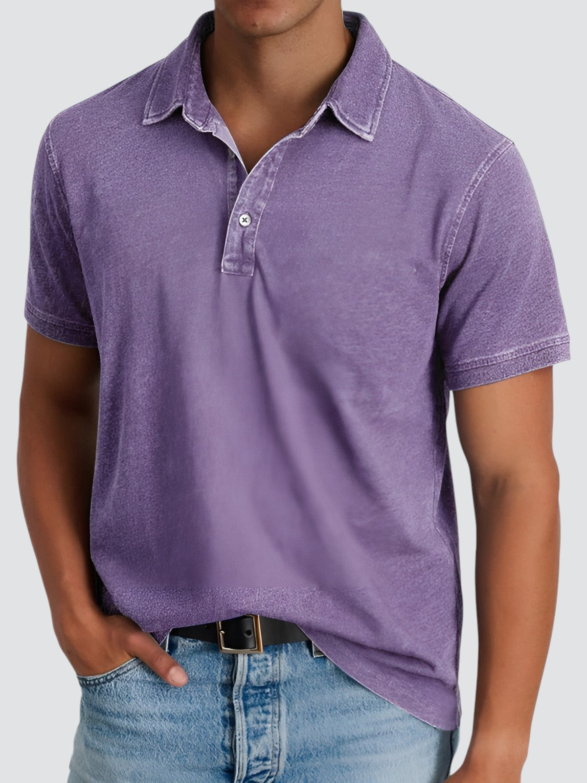 Heren Poloshirt Korte Mouwen Relaxed Zacht Gewassen Textuur 8
