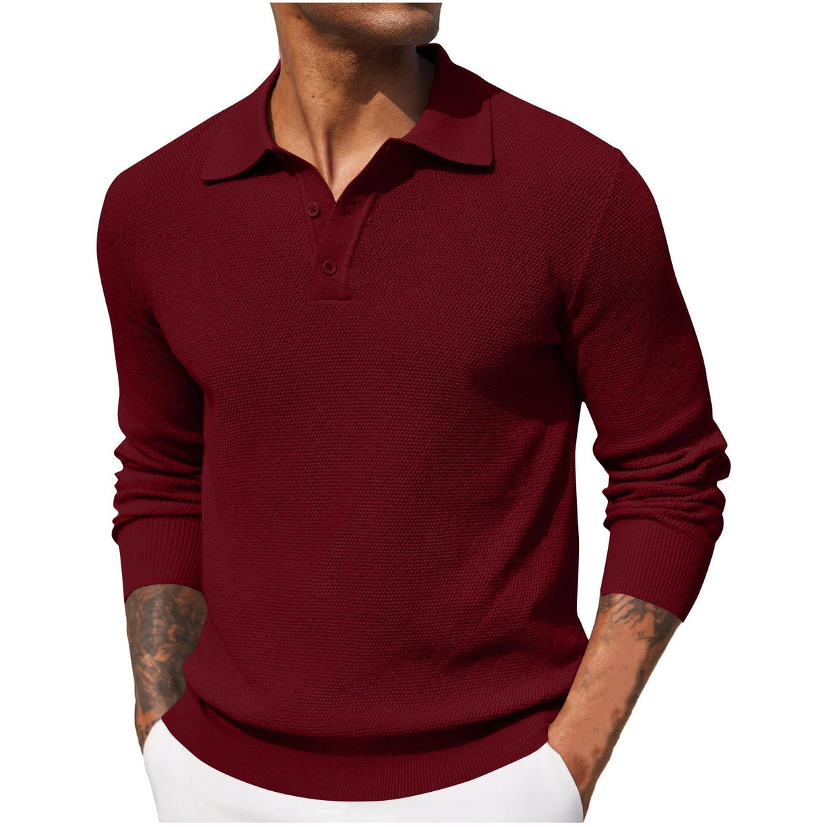 Heren Poloshirt Lange Mouwen Casual 2