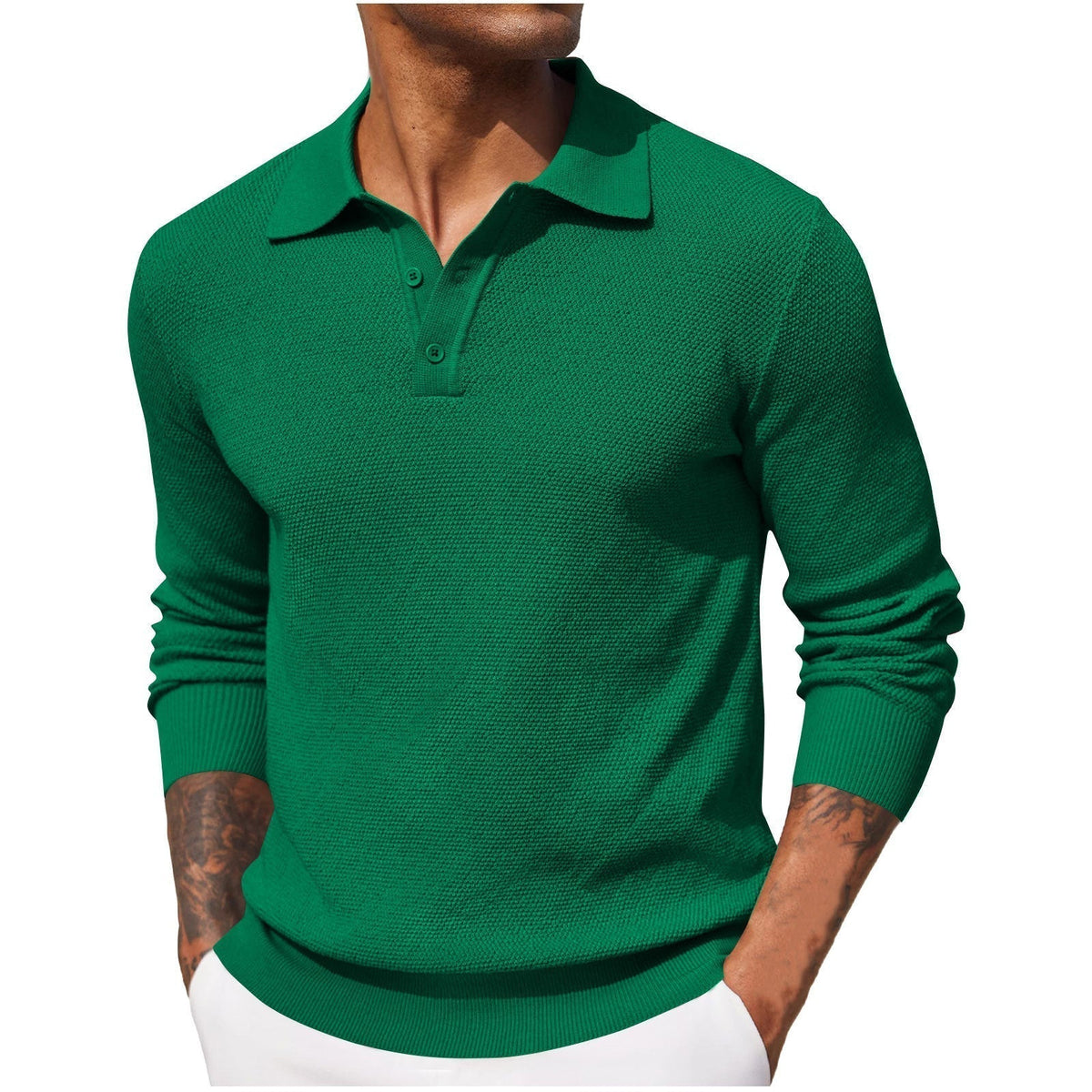 Heren Poloshirt Lange Mouwen Casual 3