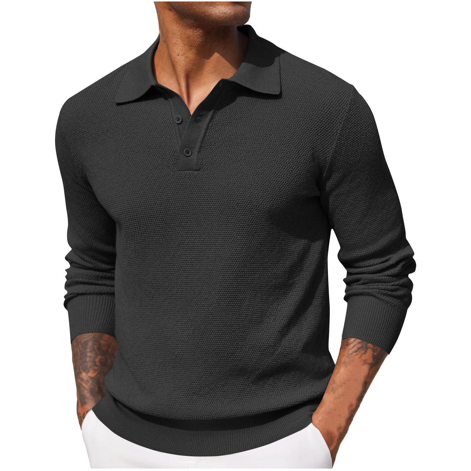 Heren Poloshirt Lange Mouwen Casual 4