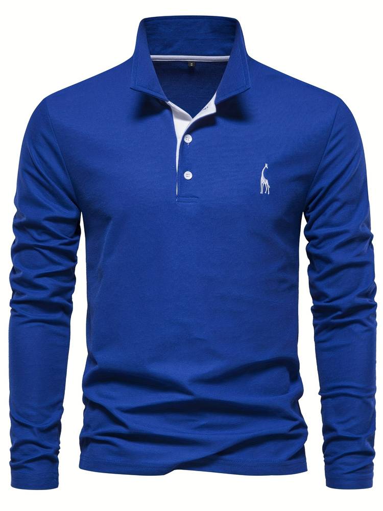 Heren Poloshirt Lange Mouwen Katoen Met Contrasterende Afwerking 4