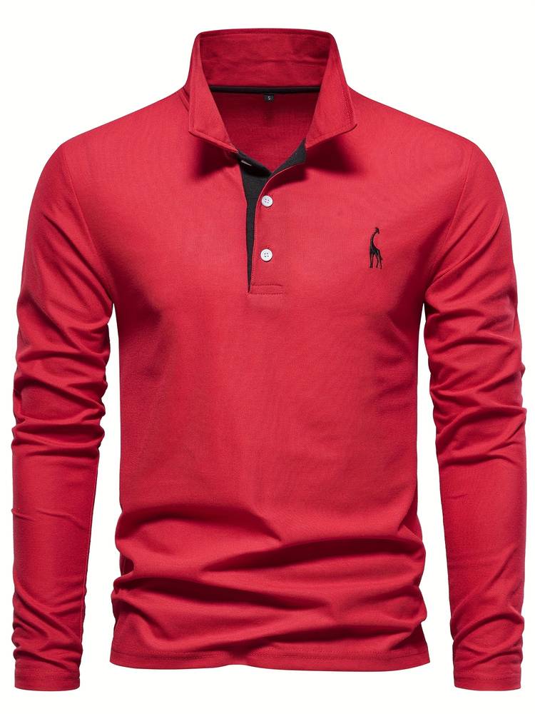 Heren Poloshirt Lange Mouwen Katoen Met Contrasterende Afwerking 6