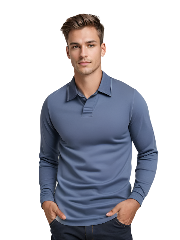 Heren Poloshirt Lange Mouwen Klassieke Kraag Katoen 0