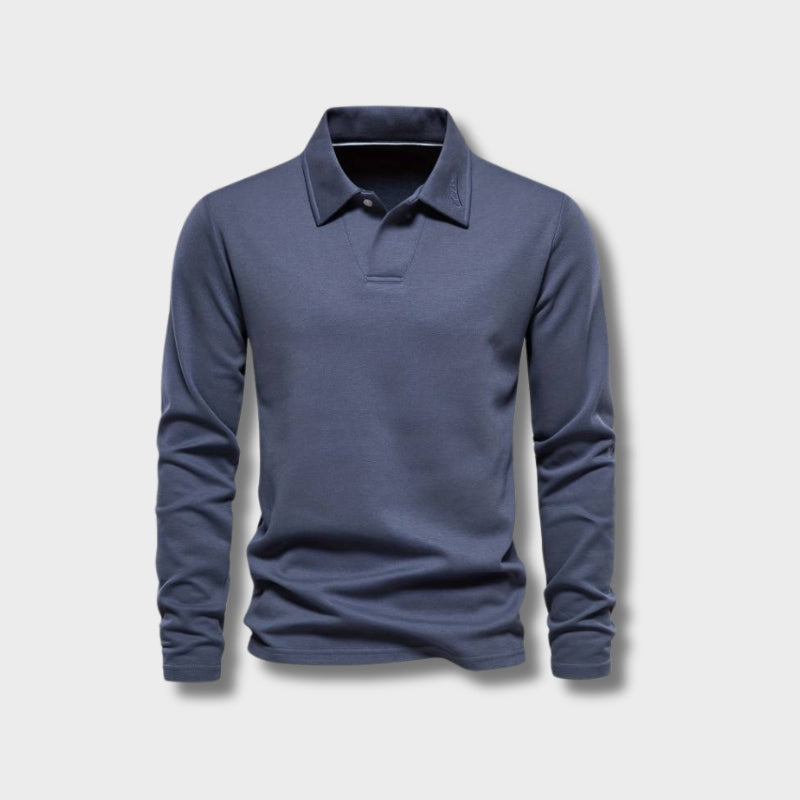 Heren Poloshirt Lange Mouwen Klassieke Kraag Katoen 1