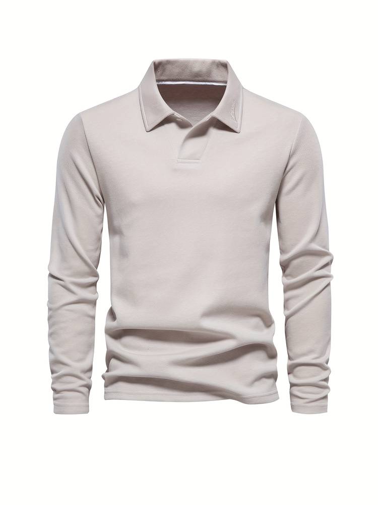 Heren Poloshirt Lange Mouwen Klassieke Kraag Katoen 2
