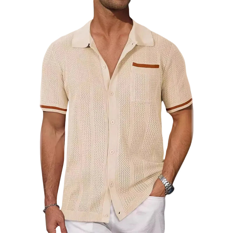 Heren Poloshirt Met Retro Kampkraag 0