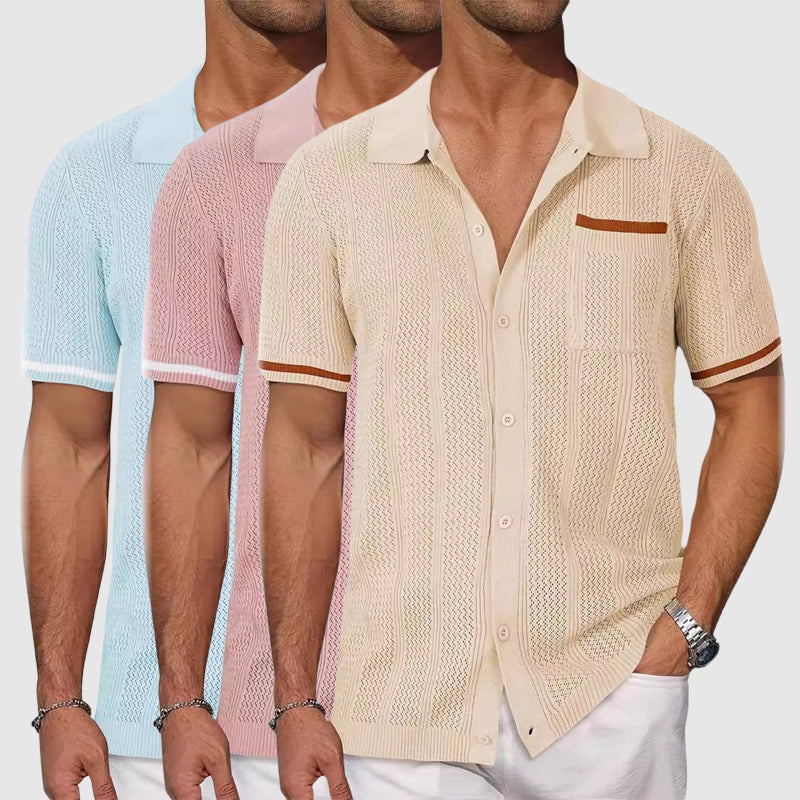 Heren Poloshirt Met Retro Kampkraag 6