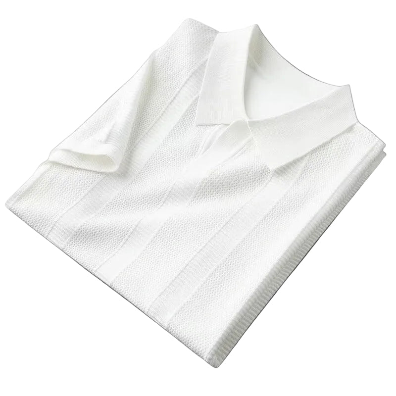 Heren Poloshirt Met Verticale Gebreide Textuur 0