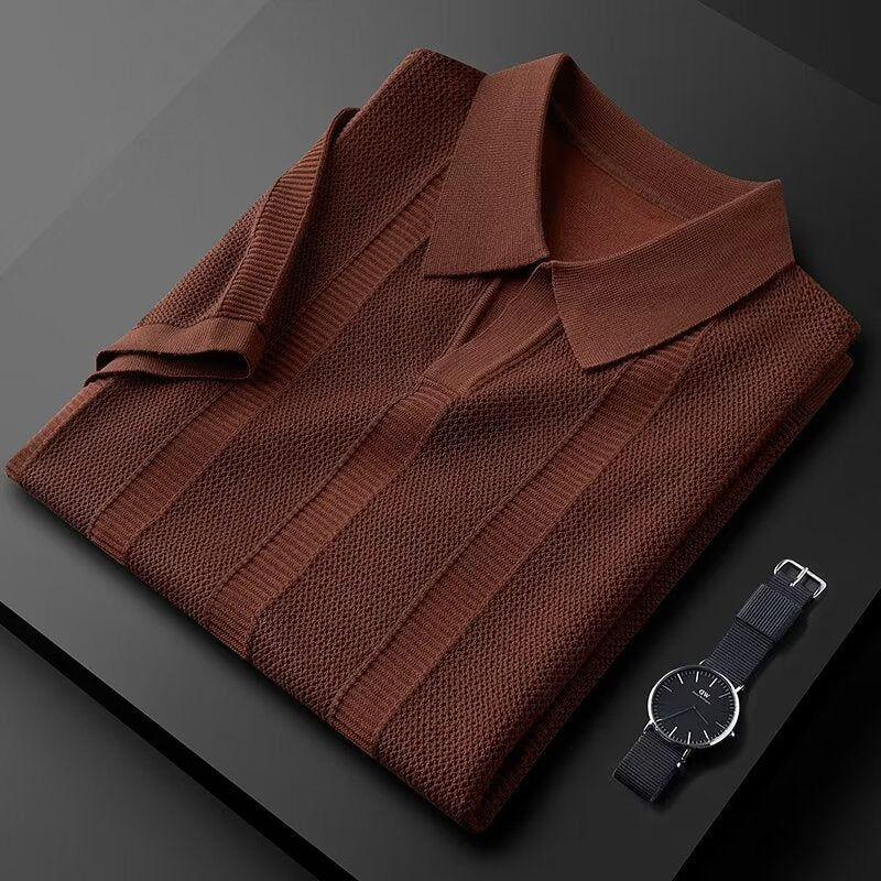 Heren Poloshirt Met Verticale Gebreide Textuur 3