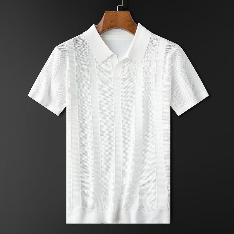 Heren Poloshirt Met Verticale Gebreide Textuur 4