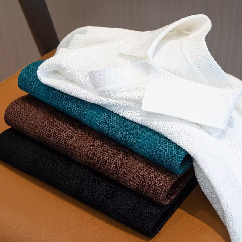 Heren Poloshirt Met Verticale Gebreide Textuur 6