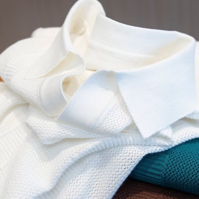 Heren Poloshirt Met Verticale Gebreide Textuur 7