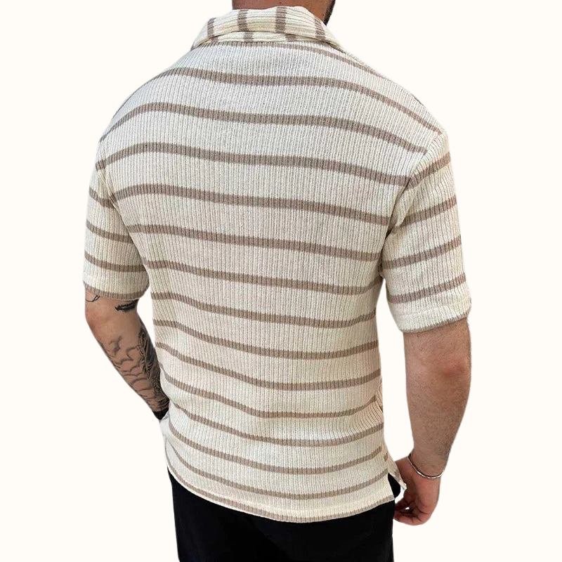 Heren Poloshirt Ontspannen Kraag met Luchtige Strepen 4