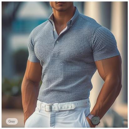 Heren Poloshirt Wafelstructuur Casual 2