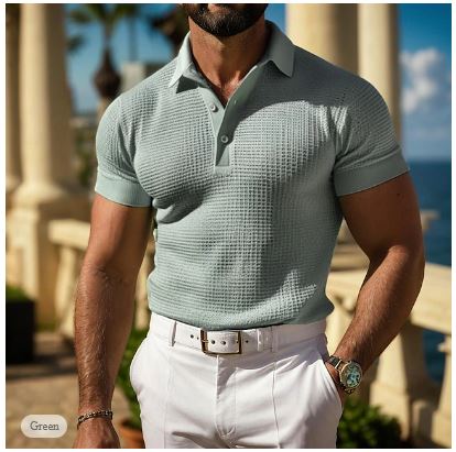 Heren Poloshirt Wafelstructuur Casual 4