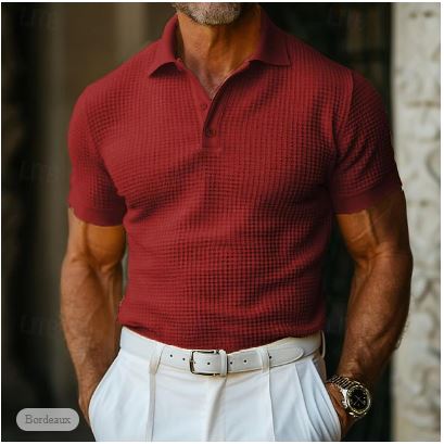 Heren Poloshirt Wafelstructuur Casual 5