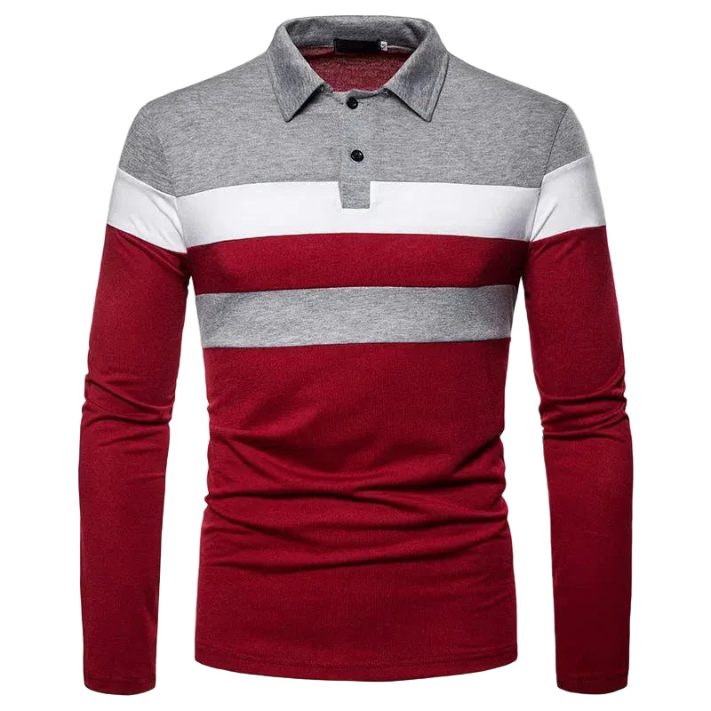 Heren Poloshirt met Lange Mouwen Gestreept 0