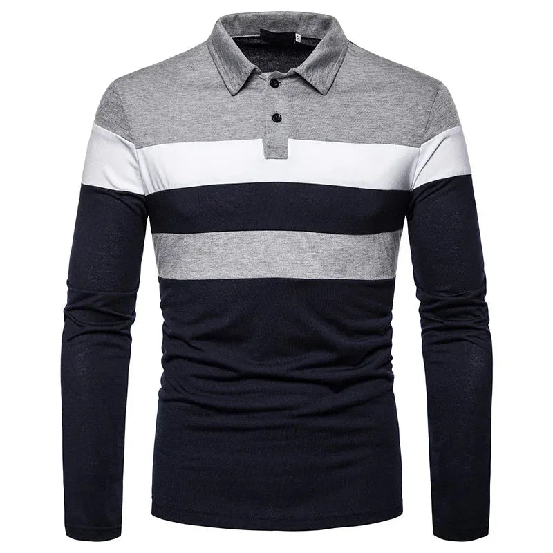 Heren Poloshirt met Lange Mouwen Gestreept 10