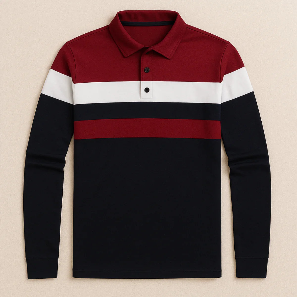 Heren Poloshirt met Lange Mouwen Gestreept 6