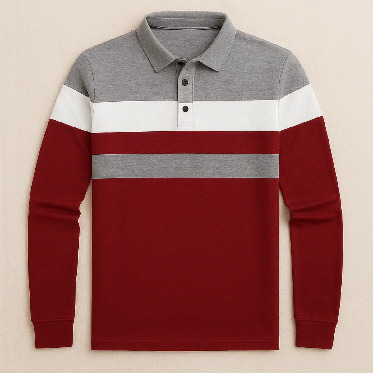 Heren Poloshirt met Lange Mouwen Gestreept 8