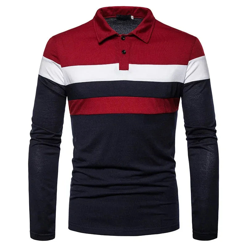 Heren Poloshirt met Lange Mouwen Gestreept 9