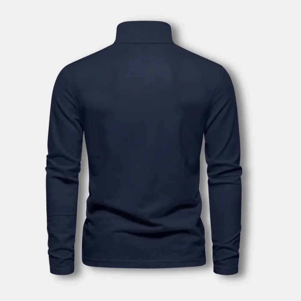 Heren Poloshirt met Lange Mouwen en Contrasterende Kraag 7