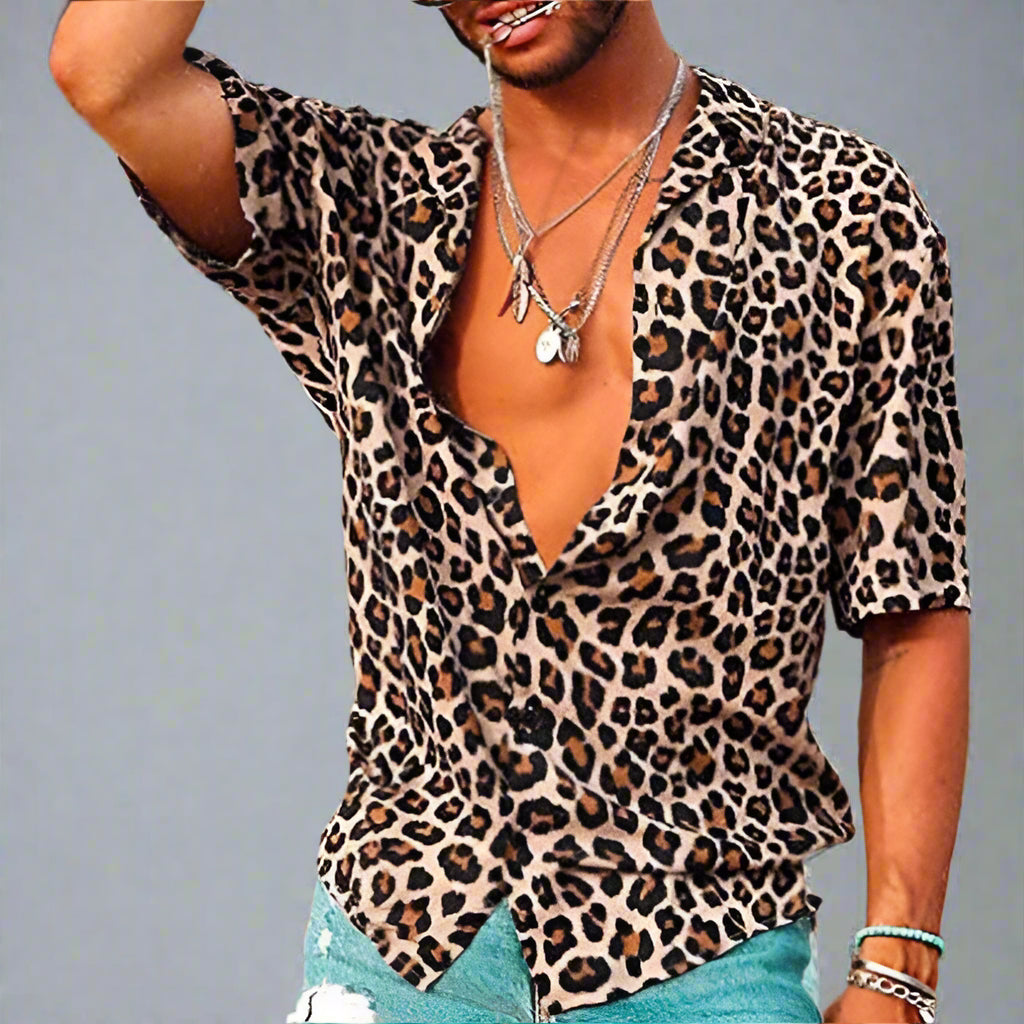 Heren Poloshirt met Luipaardprint en Korte Mouwen 1