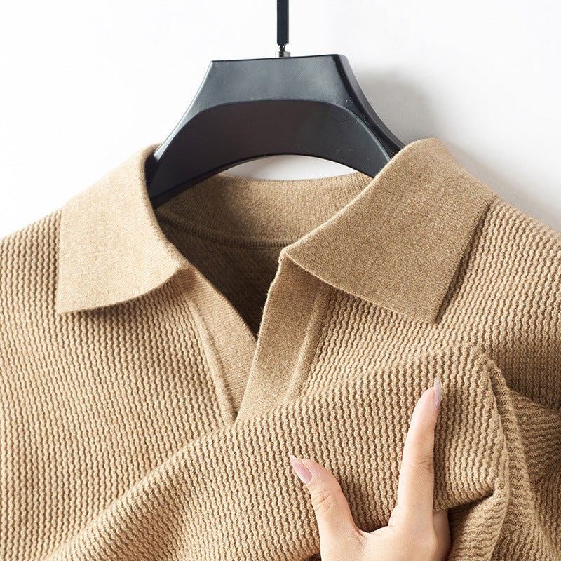 Heren Polosweater Gebreid met Omslagkraag 1