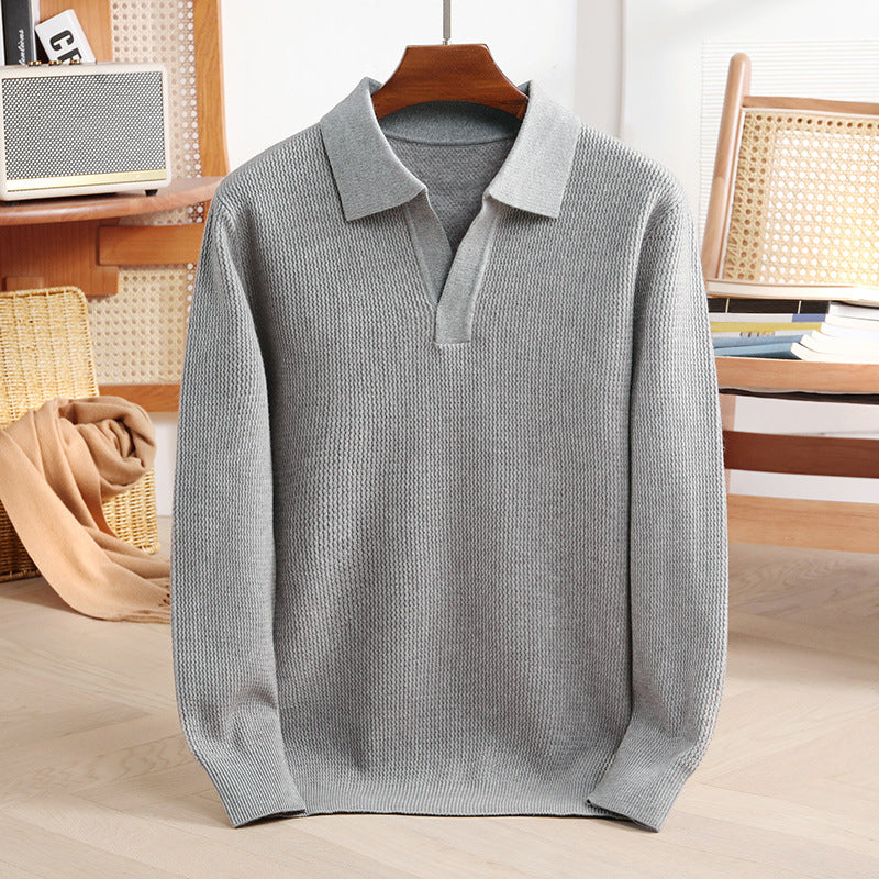 Heren Polosweater Gebreid met Omslagkraag 6