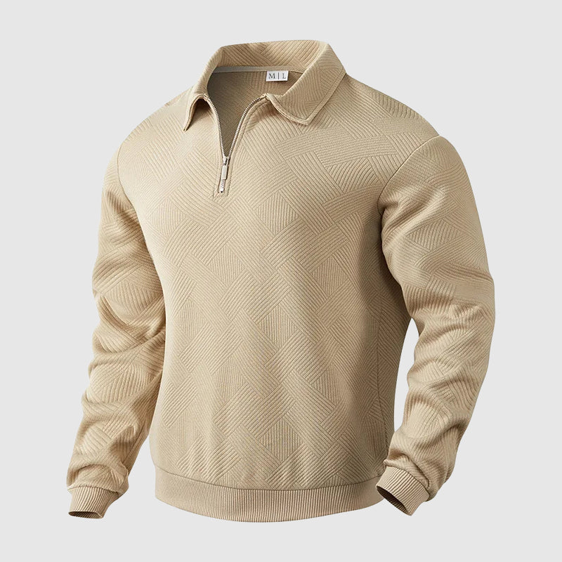 Heren Polosweater met Lange Mouwen en Ritssluiting 2