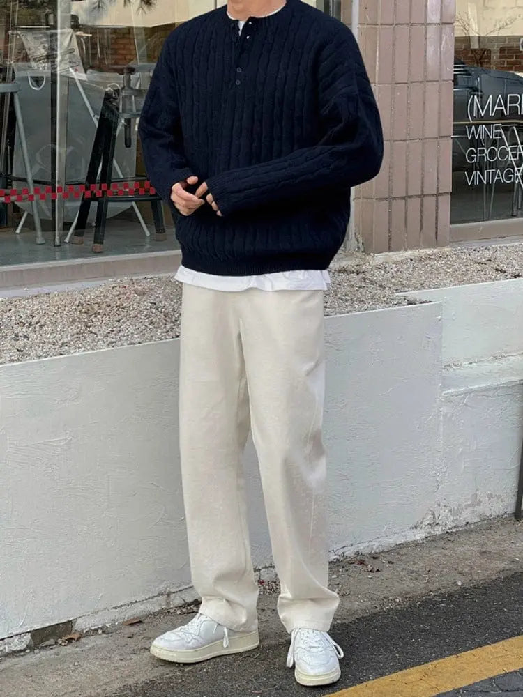 Heren Pullover Henley Stijlvol voor Dagelijks en Formeel Gebruik 4